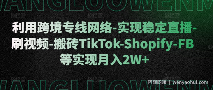 利用跨境专线网络-实现稳定直播-刷视频-搬砖TikTok-Shopify-FB等实现月入2W+【揭秘】