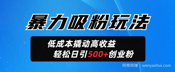 暴力吸粉玩法，日引500+精准创业粉，日变现轻松多张