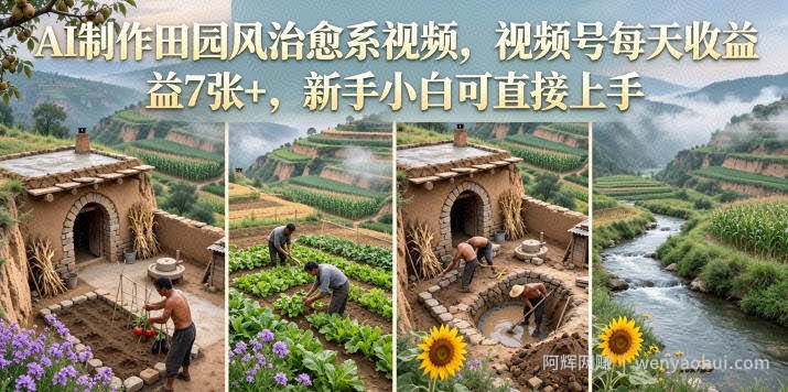 AI制作田园风治愈系视频，视频号每天收益7张+，新手小白可直接上手