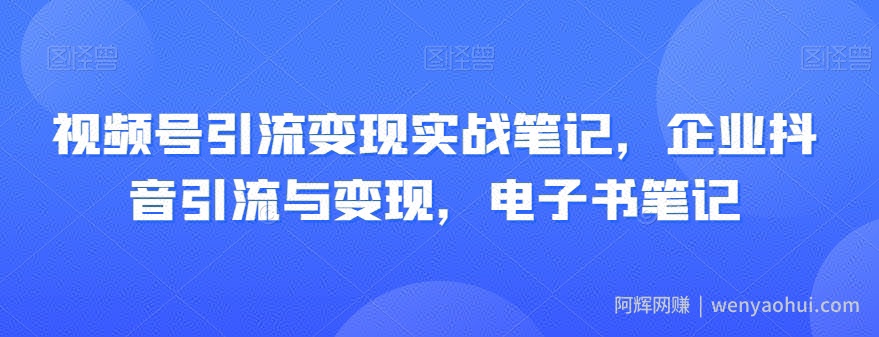 视频号引流变现实战笔记，企业抖音引流与变现，电子书笔记