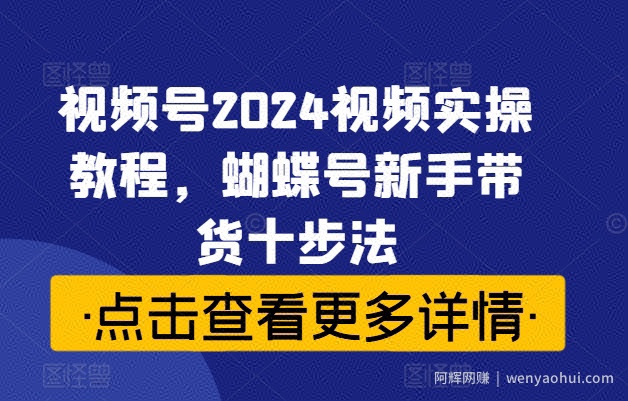 视频号2024视频实操教程，蝴蝶号新手带货十步法