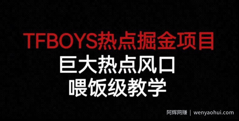 TFBOYS热点掘金项目，巨大热点风口，喂饭级教学