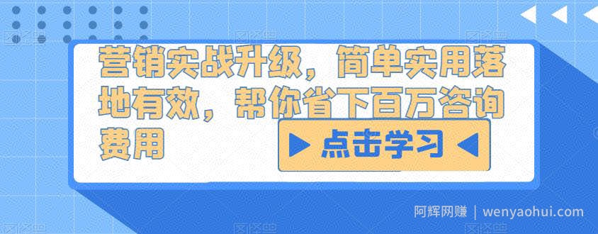 营销实战升级，简单实用落地有效，帮你省下百万咨询费用