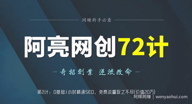阿亮网创72计第2计：0基础1小时精通SEO，免费流量取之不尽(价值20万)