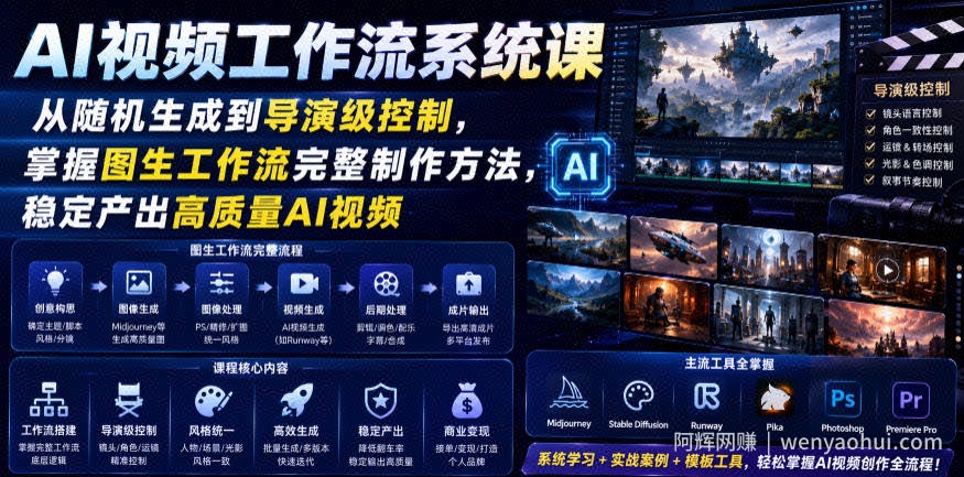 AI视频工作流系统课，从随机生成到导演级控制，掌握图生工作流完整制作方法，稳定产出高质量AI视频