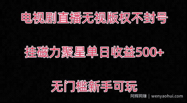 电视剧直播无视版权不封号，挂磁力聚星单日收益500+,无门槛新手可玩