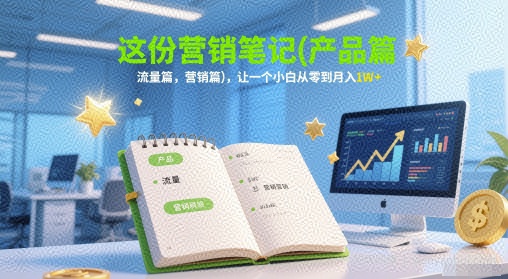 这份营销笔记(产品篇，流量篇，营销篇)，让一个小白从零到月入1W+