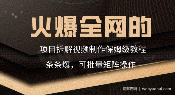 火爆全网的项目拆解类视频如何制作，条条爆，保姆级教程