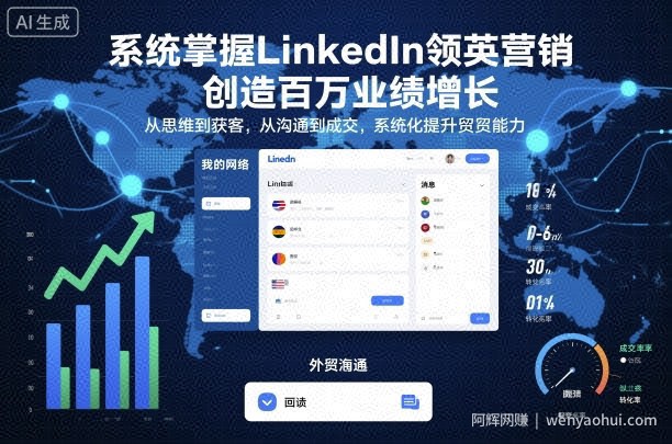 系统掌握LinkedIn领英营销，创造百万业绩增长，从思维到获客，从沟通到成交，系统化提升外贸能力