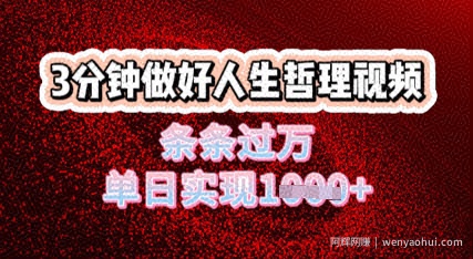 人生哲理视频利用DeepSeek，流量条条过万，单日变现几张