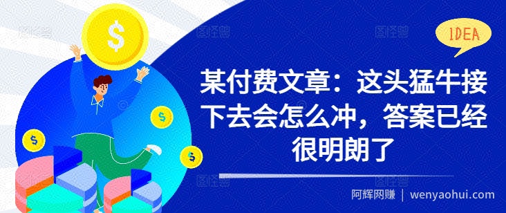 某付费文章：这头猛牛接下去会怎么冲，答案已经很明朗了 !