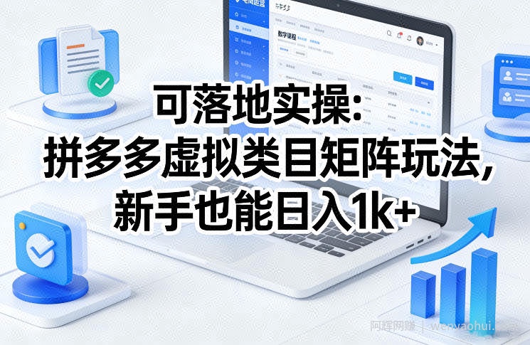 可落地实操：拼多多虚拟类目矩阵玩法，新手也能日入1k+【揭秘】