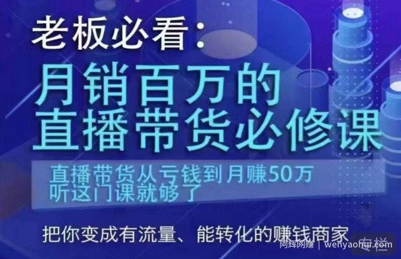 老板必看：月销百万的直播带货必修课，直播带货从亏钱到月赚50万，听这门课就够了