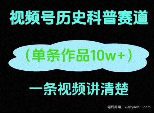 视频号历史科普赛道，一条作品10W+，AI一键生成