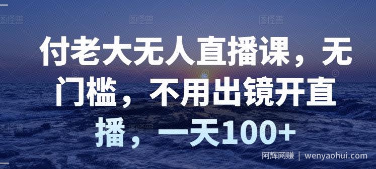 付老大无人直播课，无门槛，不用出镜开直播，一天100+