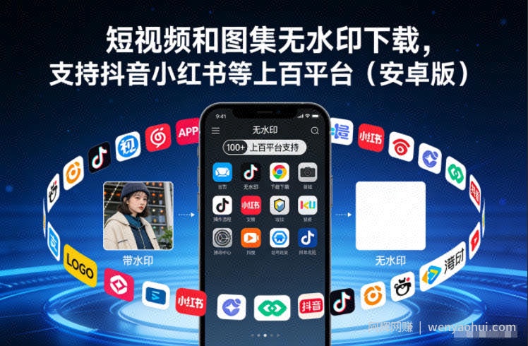 短视频和图集无水印下载，支持抖音小红书等上百平台（安卓版）