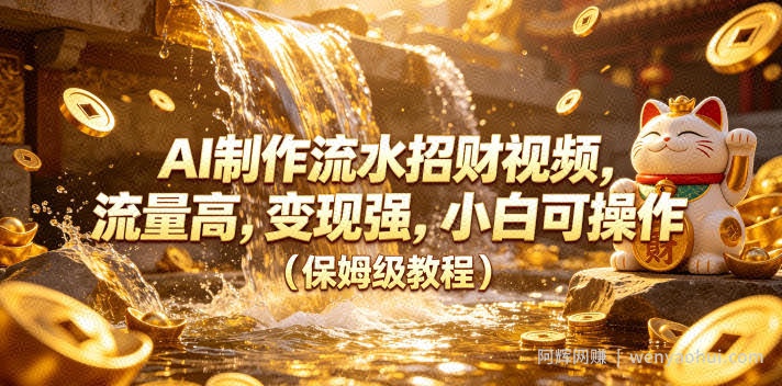 AI制作流水招财视频，流量高，变现强，小白可操作（保姆级教程）