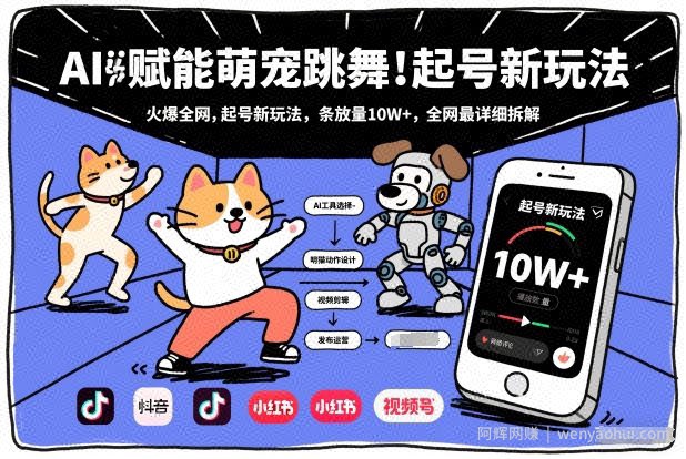AI赋能萌宠跳舞，火爆全网，起号新玩法，条条播放量10W+，全网最详细拆解