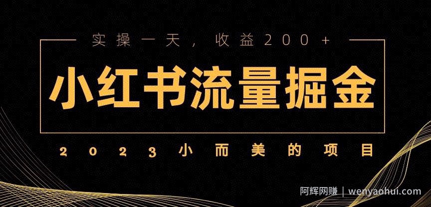 2023小而美的项目，小红书流量掘金，实操一天，收益200+【揭秘】