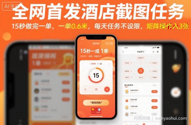 全网首发酒店截图任务，15秒做完一单，一单0.6米，每天任务不设限，矩阵操作日入3张【揭秘】