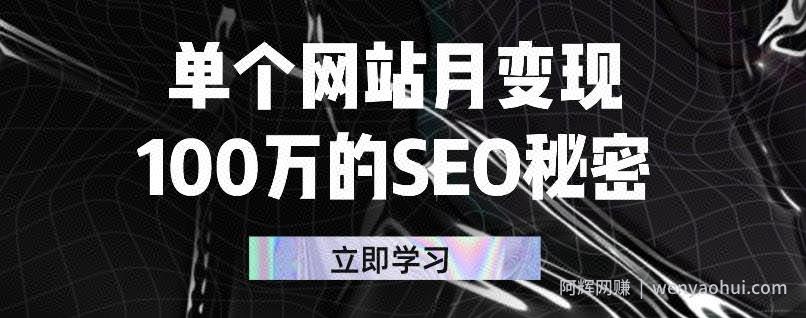 单个网站月变现100万的SEO秘密，百分百做出賺米站点