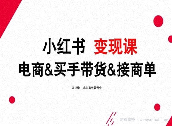 2024年最新小红书变现课，电商&买手带货&接商单，从0到1，小白高效轻创业