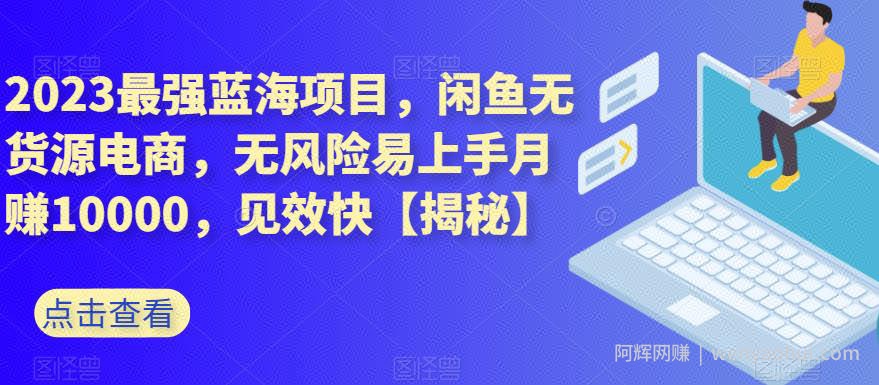 2023最强蓝海项目，闲鱼无货源电商，无风险易上手月赚10000，见效快【揭秘】
