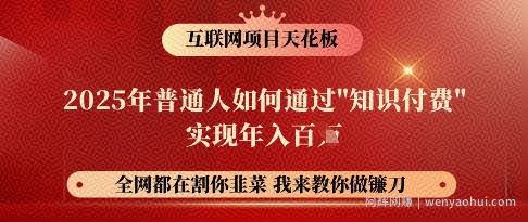 互联网项目天花板，2025年普通人如何通过知识付费实现年入百个【揭秘】