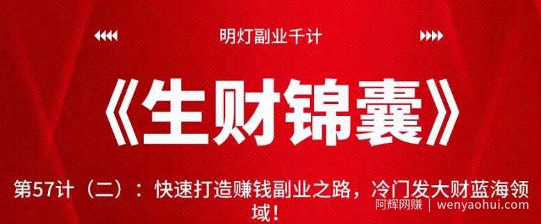 明灯副业千计—《生财锦囊》第57计（二）：快速打造賺米副业之路，冷门发大财蓝海领域！【视频课程】