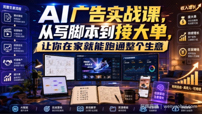 AI广告实战课，从写脚本到接大单，让你在家就能跑通整个生意【原创双语字幕】