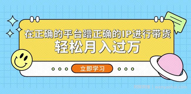在正确的平台蹭正确的IP进行带货，轻松月入过万