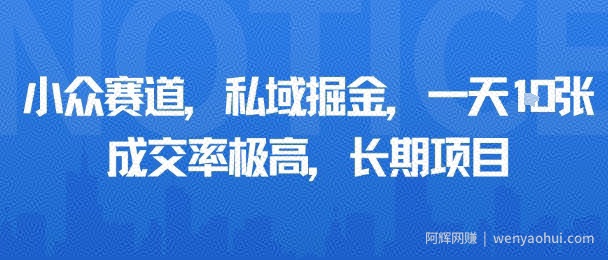 小众赛道，私域掘金，一天多张，成交率极高，长期项目