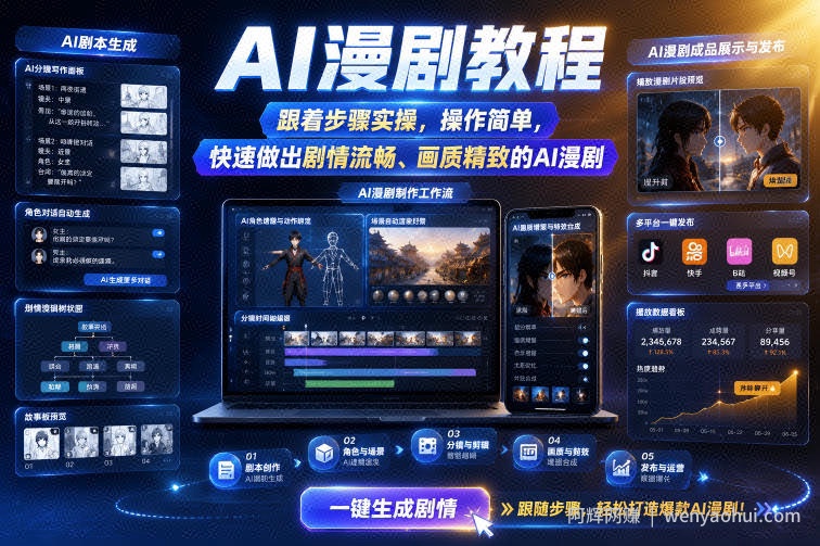 AI漫剧教程，跟着步骤实操，操作简单，快速做出剧情流畅、画质精致的AI漫剧