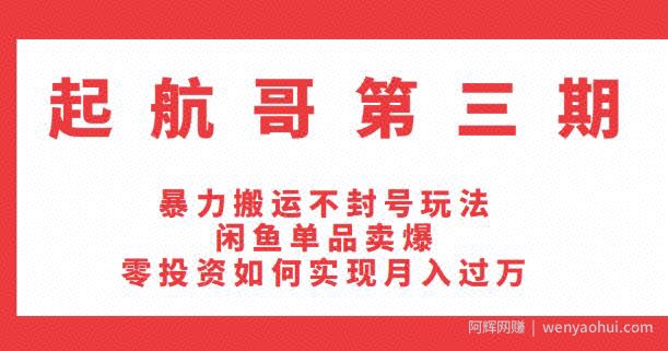 起航哥第三期：暴力搬运不封号玩法，闲鱼单品卖爆和零投入如何实现月入过万