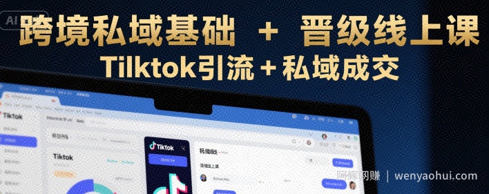 跨境私域基础+晋级线上课，Tilktok引流+私域成交