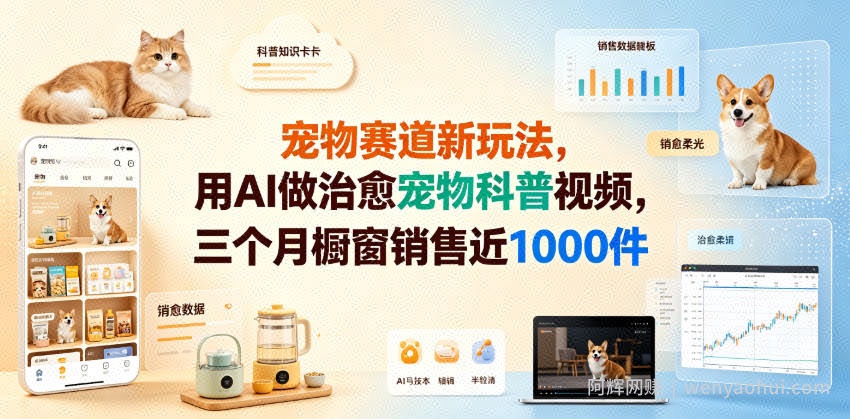 宠物赛道新玩法，用AI做治愈宠物科普视频，三个月橱窗销售近1000件【详细教学】