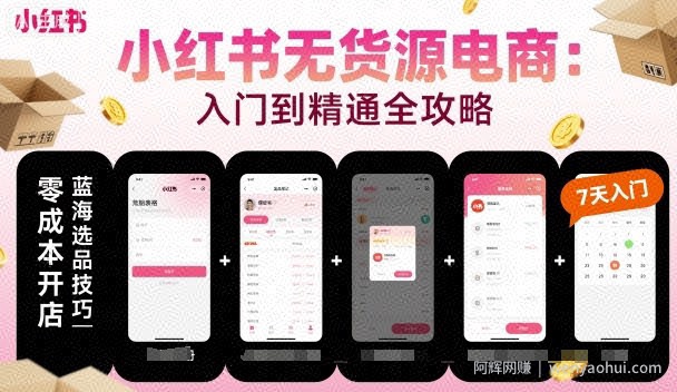 小红书无货源电商，入门到精通，开店+选品+笔记+剪辑+赛道+内容