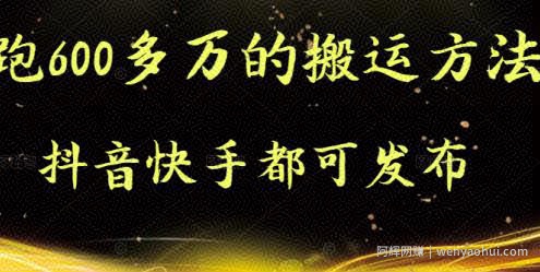 抖音快手都可发布的，实测跑600多万的搬运方法