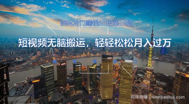 晓林冷门賺米36招第28招短视频无脑搬运，轻轻松松月入过万【视频课程】