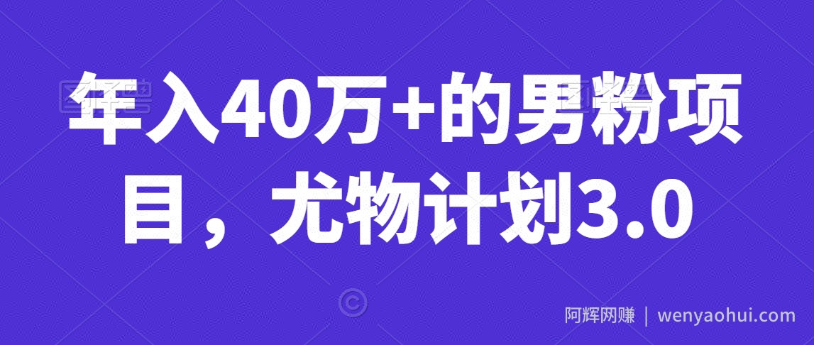 年入40万+的男粉项目，尤物计划3.0