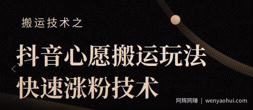 抖音心愿搬运玩法，快速涨粉技术【视频课程】