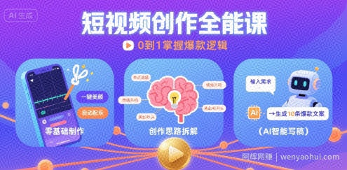 短视频创作课，短视频制作、创作思路、Ai写爆款文案