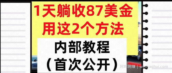 1天躺收87美刀，用这2个方法，长期稳定，超简单，内部教程