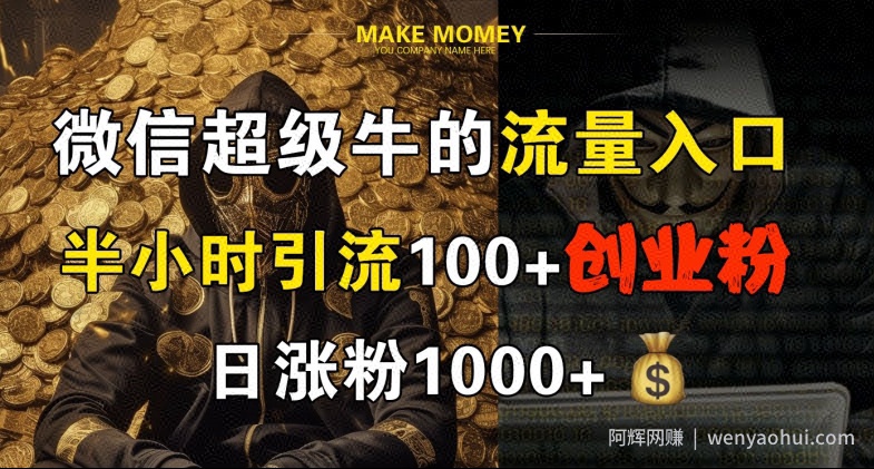 微信超级牛的流量入口,半小时引流100+创业粉,日涨粉1000+
