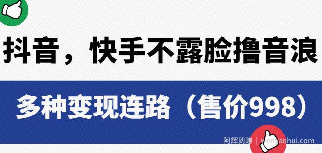 抖音快手不露脸撸音浪项目，多种变现连路（售价998）