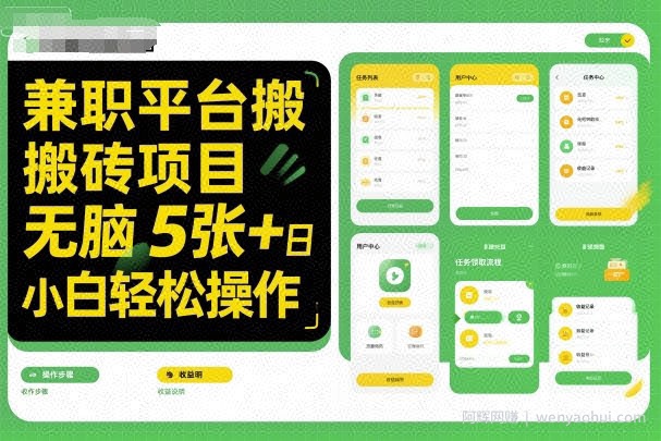 兼zhi平台搬砖项目无脑操作日入5张＋小白轻松操作