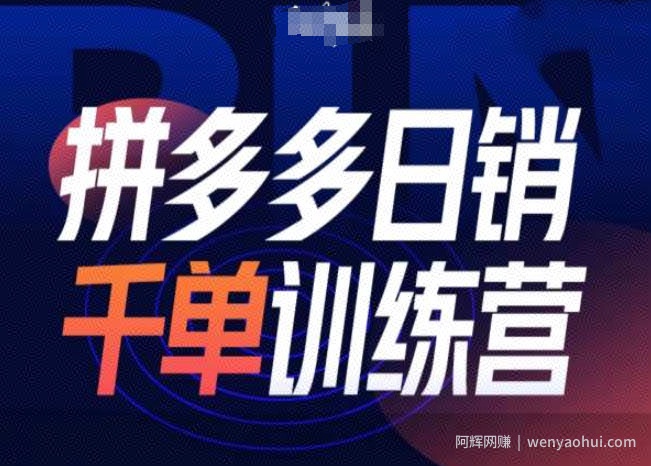 拼多多日销千单训练营第31期-微付费带免费流玩法