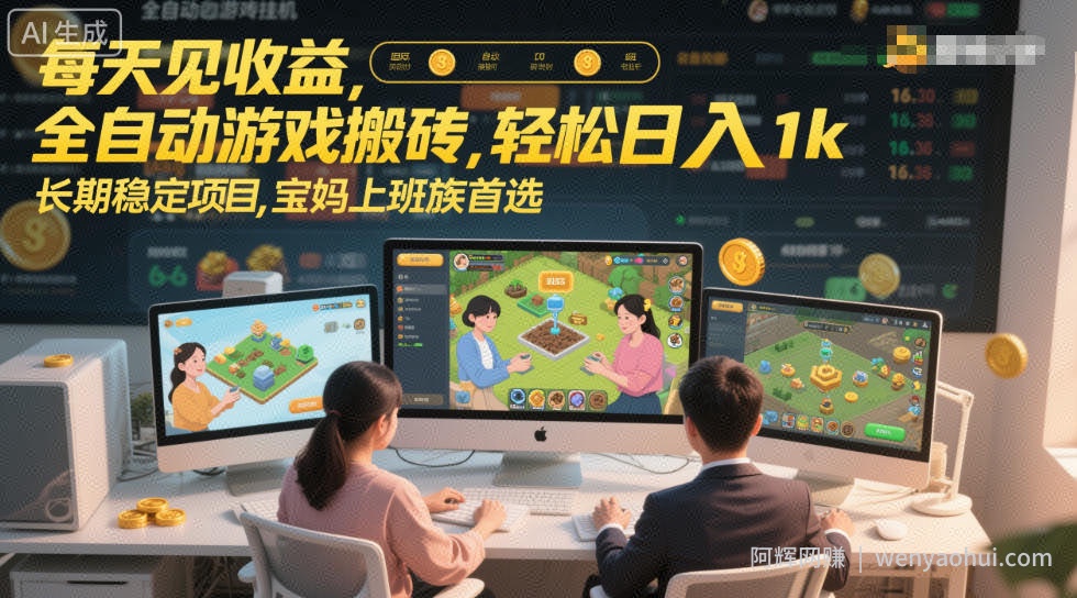 每天见收益，全自动游戏搬砖，轻松日入1k，长期稳定项目，宝妈上班族首选【揭秘】