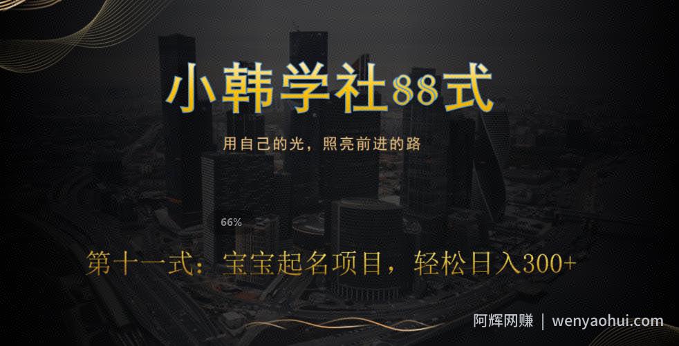 小韩学社88式第十一式：《宝宝起名》项目，轻松日入300+