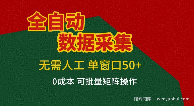 全自动数据采集，无需人工，单窗口50+，0成本可批量矩阵操作【揭秘】